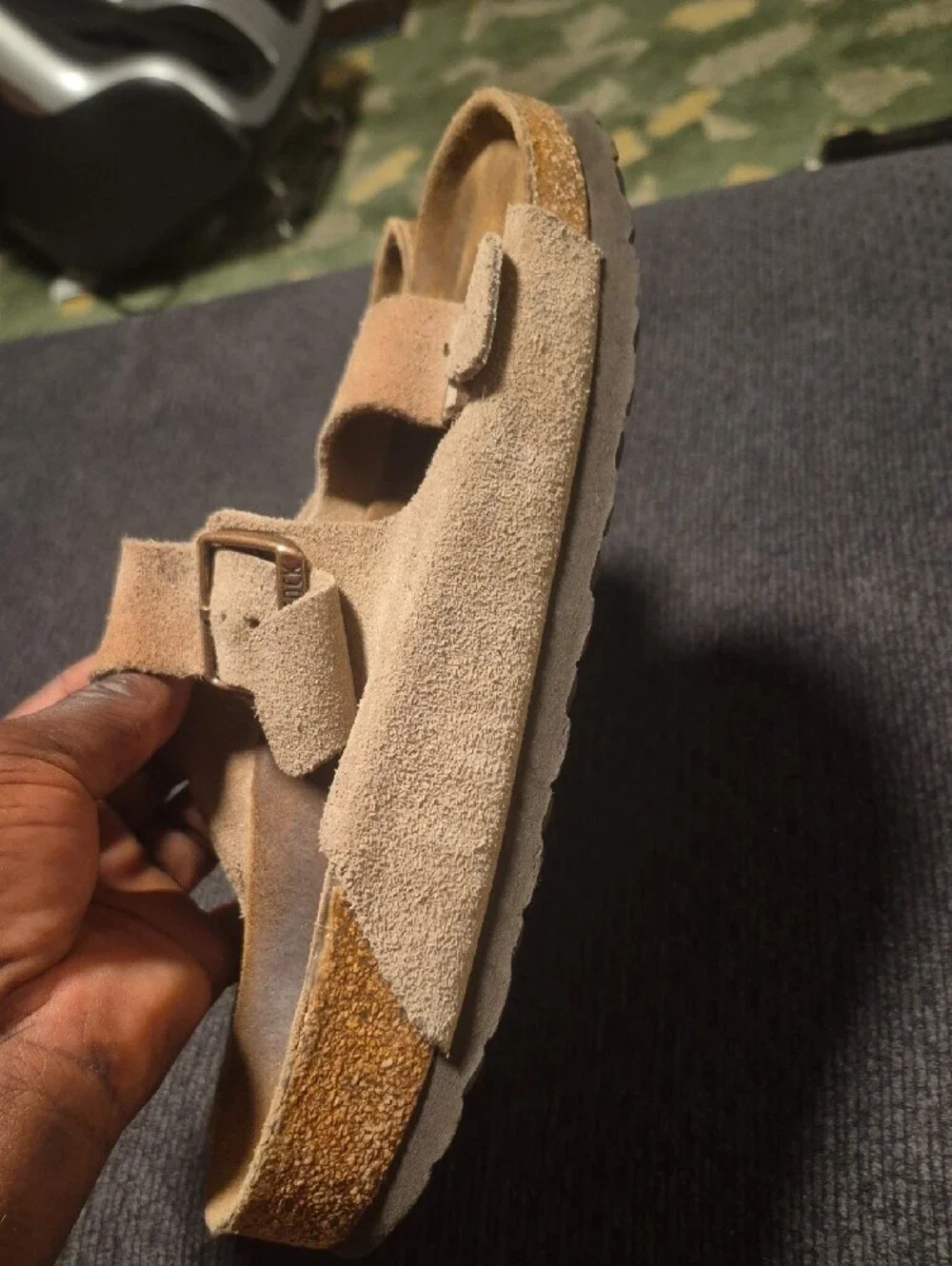 Birkenstock Men's Double-Buckle Suede Sandals in Light Brown